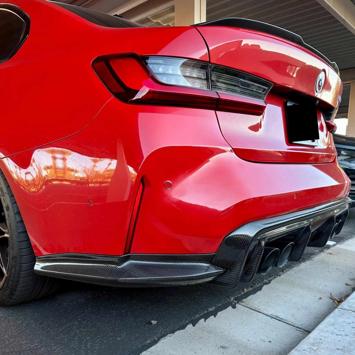 BMW M3 G80 G81 / M4 G82 G83 Pre-Preg Dry Carbon Fibre Rear Diffuser Outer Trim By OPTIC (2021+)