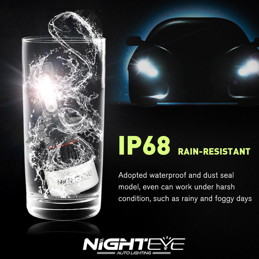 NIGHT EYE 6500K 72W LED Bright Headlight Bulbs (H7/H4/H8/H9/H11/HB3 9005/HB4 9006)